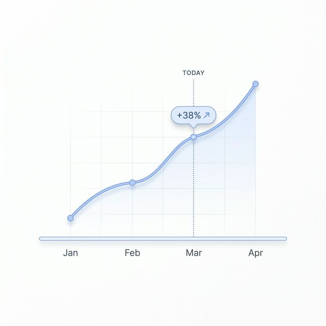 Gráfico de crecimiento de ventas con tendencia ascendente