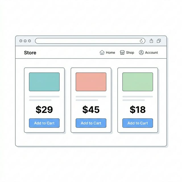 Vista de una tienda online con productos organizados en cuadrícula